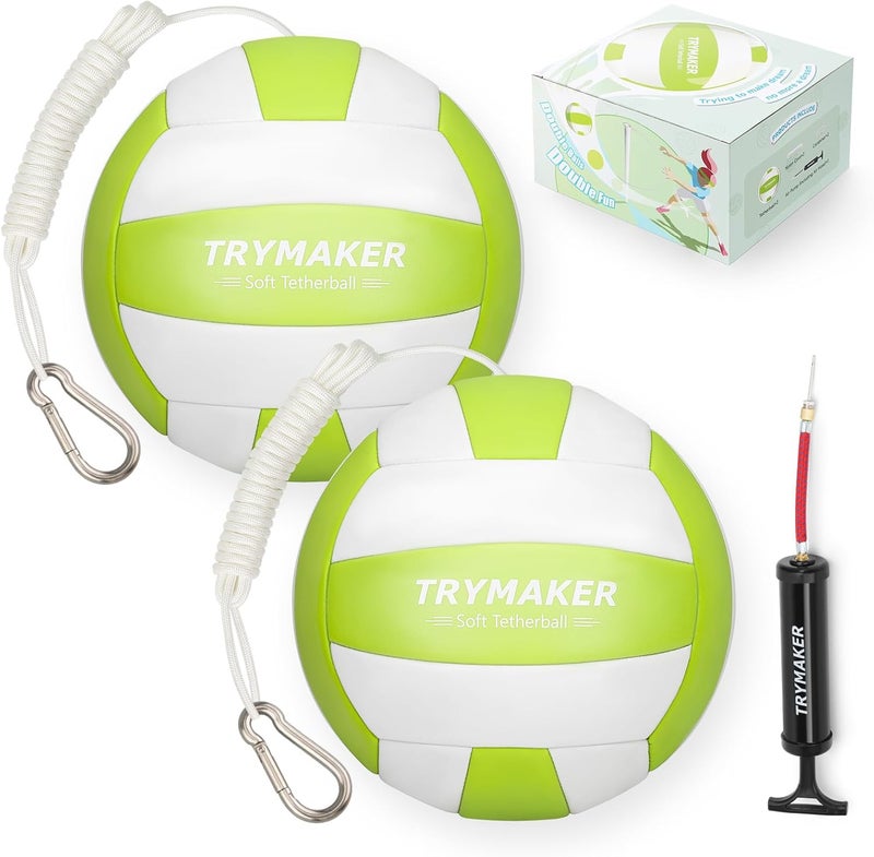 Trymaker Tetherball Ball and Rope, Tether Ball Soft, Tether Balls and Rope Set with Pump for Adults Backyard Outdoors - Image 1